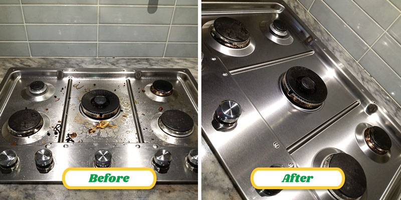 Maid U Shine Stove Top Before and After